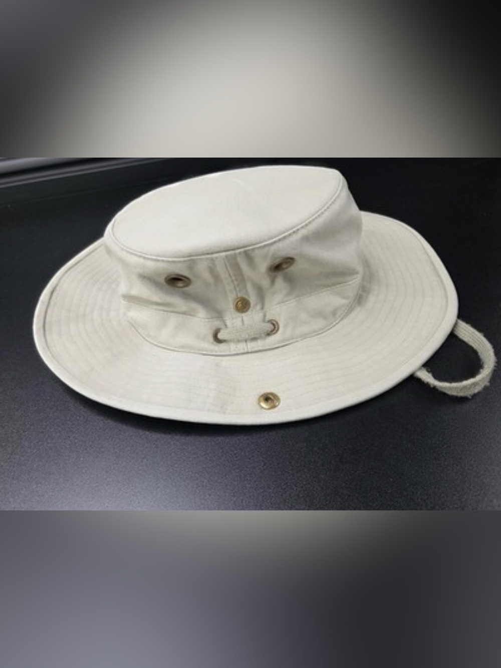 Men's Canvas Boonie Hat in Cream with Chin Cord